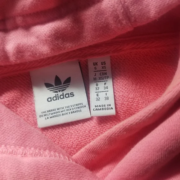 ADIDAS WOMEN'S PINK CROPPED OVERSIZED HOODIE SIZE X-SMALL - Picture 3 of 11